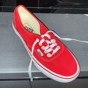 Red Vans 6.5 men’s/8.0 women with extra laces